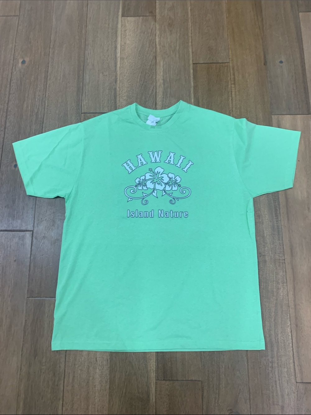 Hawaii Island Nature Graphic Tee - Mint Green XL